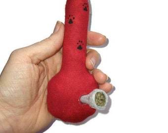 Cat Toys - Flannel Catnip Bong - Bong cat toy - RED Bong