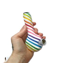 Cat Toys - Flannel Catnip - Bong cat toy - Rainbow Stripes
