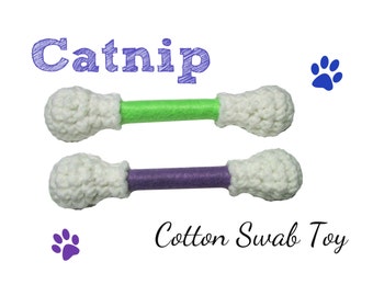 Cat Toy -  Cotton Swab Cat Toys - LARGE  - Available in Catnip, Lemongrass, SilverVine, Valerian, and Honeysuckle