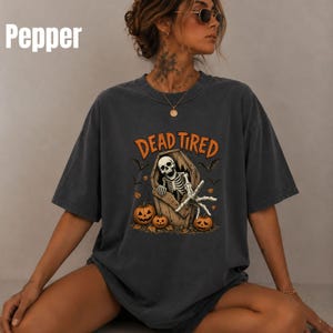 Dead Tired Skeleton Shirt, Funny Halloween Coffin T-Shirt, Skeleton Reaching Out Tee, Pumpkin Patch Skeleton Gift, Halloween Shirt Men
