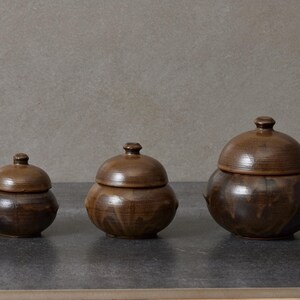 Korean Onggi Condiment Jar, handmade ceramic salt & spice storage