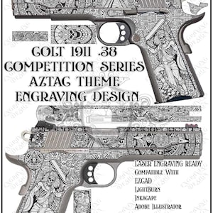 Colt 1911 .38 Gravyrdesign | Mayaskallevektorfil (digital nedladdning)