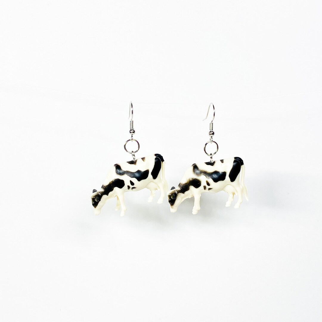 Cow Earrings, Cow Jewelry, Cow Print Earrings, Cowgirl Earrings, Farm