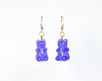 Gummy bear earrings, gummy bear, candy earrings, bear earrings, gummy bear jewelry, novelty candy earrings, resin jewelry, resin earrings