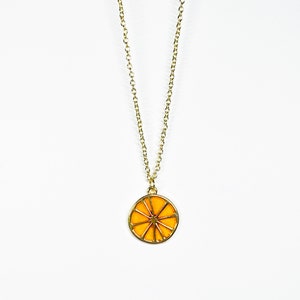 Orange necklace, fruit necklace, food necklace, citrus charm, citrus necklace, fruit pendant, orange pendant, fruit jewelry, orange jewelry