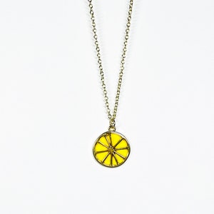 Lemon necklace, fruit necklace, food necklace, citrus charm, citrus necklace, fruit pendant, lemon pendant, fruit jewelry, lemon jewelry