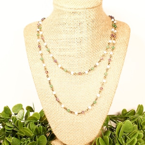 Multi layer necklace, beaded chain necklace, beaded gemstone necklace, antique bronze necklace, stone bead necklace, layered necklace