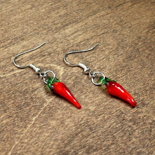 Red Hot Chili Pepper Earrings Lampwork Glass Food Jewelry Etsy