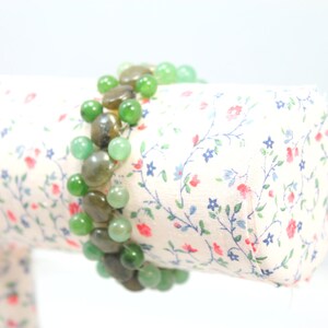 green aventurine stone weave bracelet - natural, gemstone, stone jewelry, stone bracelet, aventurine, beaded bracelet, weave, ladder, green