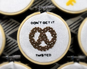 cross stitch, mini cross stitch, small cross stitch, funny cross stitch, wall decor, snarky cross stitch, cross stitch quote, food pun,