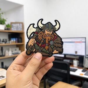 Viking Warrior PVC Patch – Norse Battle Axe Tactical Emblem Hook and Loop Badge