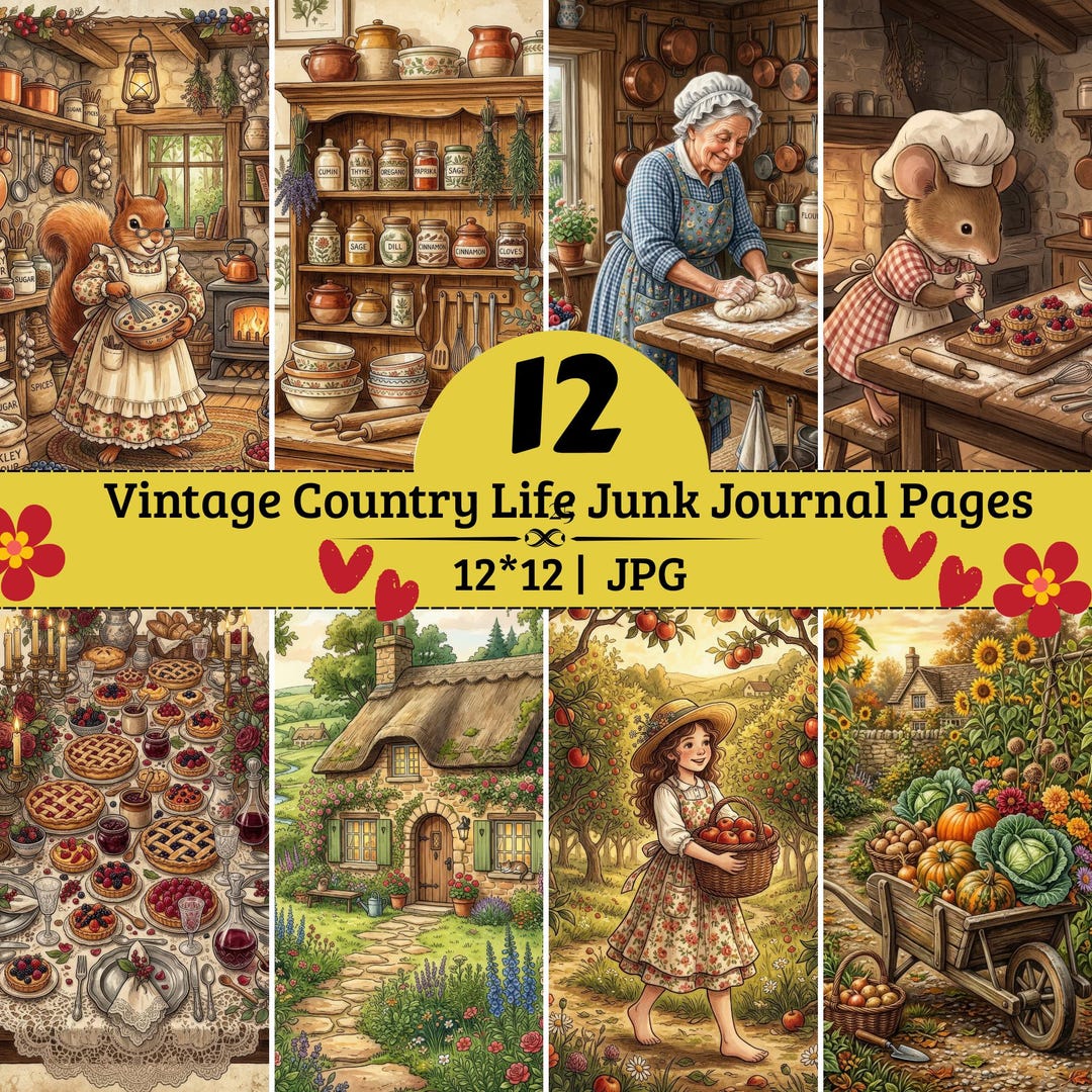 Vintage Country Life Junk Journal Pages | Rustic Cottage Printable ...