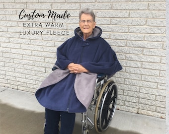 Luxury Fleece Wheelchair Poncho: Extra Warm Adult Coat
