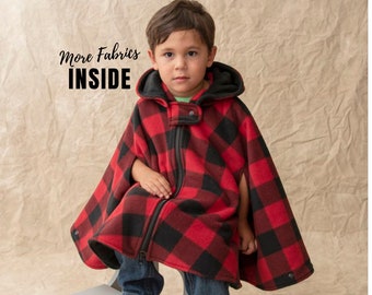 Car Seat Poncho - Boys Fleece Poncho - Girls Car Seat Safe Coat with Zipper - Carseat Poncho Arm Holes - Poncho without Hood - Kids Cape