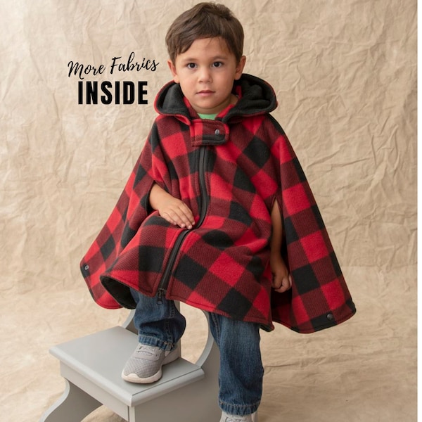 Car Seat Poncho - Boys Fleece Poncho - Girls Car Seat Safe Coat with Zipper - Carseat Poncho Arm Holes - Poncho without Hood - Kids Cape