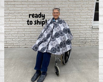 Ladies Wheelchair Poncho, Women's Luxury Fleece Wheelchair Cape, Adaptive Coat