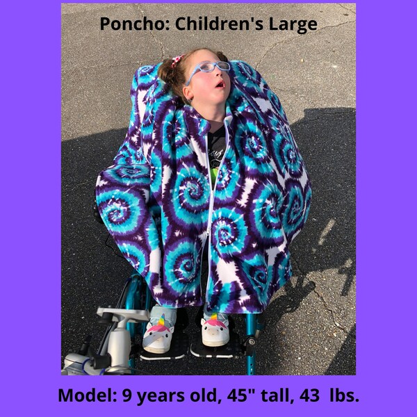 Children's Wheelchair Poncho, Kid's Wheelchair Cape, Adaptive Winter Coat