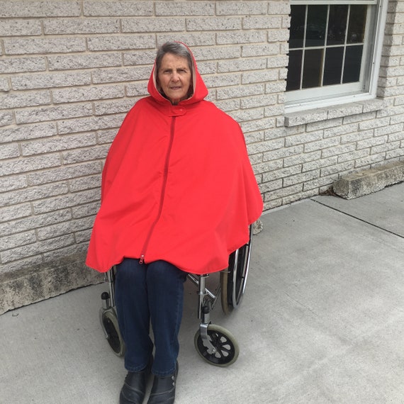Waterproof Wheelchair Poncho With Fleece Lining for Adults and