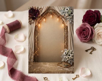 Wedding Invitation Background, Burgundy Blush Rose Arch, Digital Save the Date Backdrop