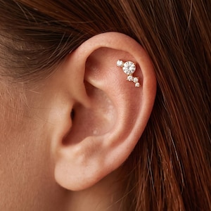 G23 ASTM F136 Titanium・Turtle Zirconia Internally Threaded Lip Piercing・Cartilage Helix Earring・Gift for Her Birthday