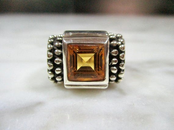Vintage solid sterling silver square cut faceted … - image 7