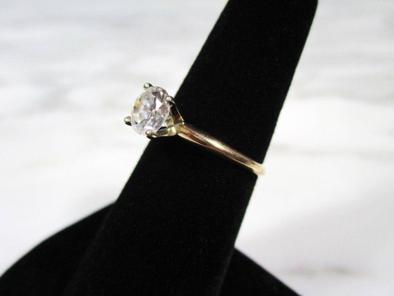 Vintage classic 14K yellow gold high set CZ solit… - image 3