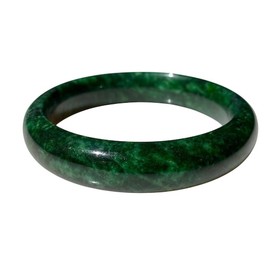 Vintage high quality AAA deep spinach green Maw Sit Sit Jade round bangle bracelet 349 carats Chinese interest estate fine jewelry View 5