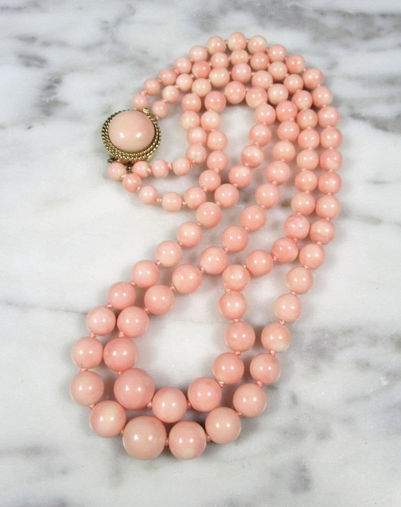 Antique natural true angel skin pink coral beaded 