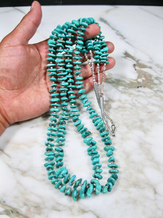 Very Rare!! Vintage Santo Domingo All Heishi Strands Sterling Silver Necklace Very Rare!! Vintage Santo Domingo All Heishi Strands Sterling Silver Necklace