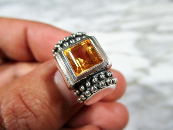 Vintage solid sterling silver square cut faceted … - image 6