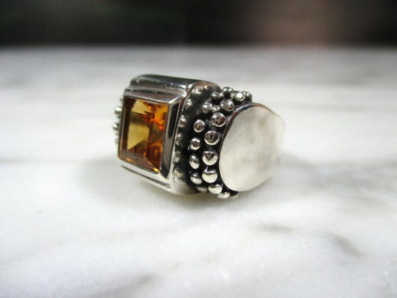 Vintage solid sterling silver square cut faceted … - image 8