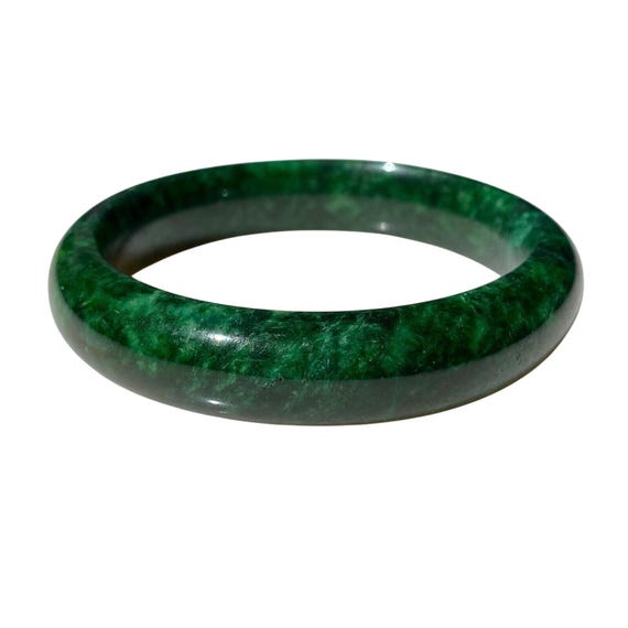Vintage high quality AAA deep spinach green Maw Sit Sit Jade round bangle bracelet 349 carats Chinese interest estate fine jewelry
