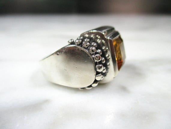 Vintage solid sterling silver square cut faceted … - image 11