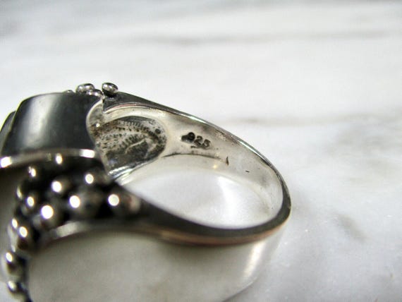 Vintage solid sterling silver square cut faceted … - image 10