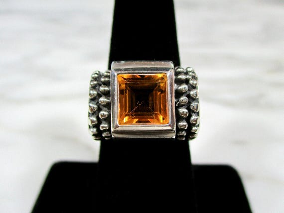 Vintage solid sterling silver square cut faceted … - image 2