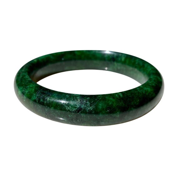 Vintage high quality AAA deep spinach green Maw Sit Sit Jade round bangle bracelet 349 carats Chinese interest estate fine jewelry View 4