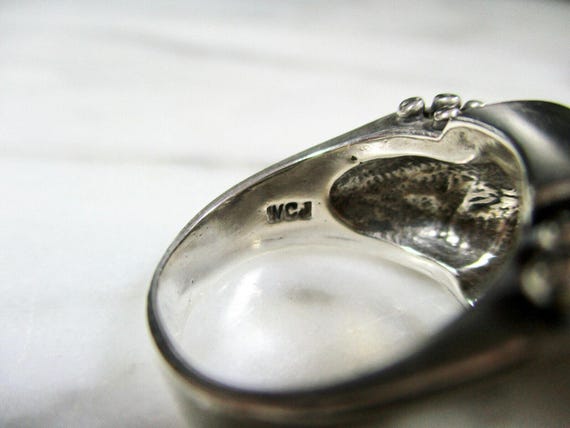 Vintage solid sterling silver square cut faceted … - image 9