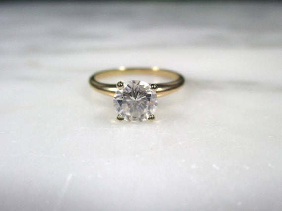 Vintage classic 14K yellow gold high set CZ solit… - image 4