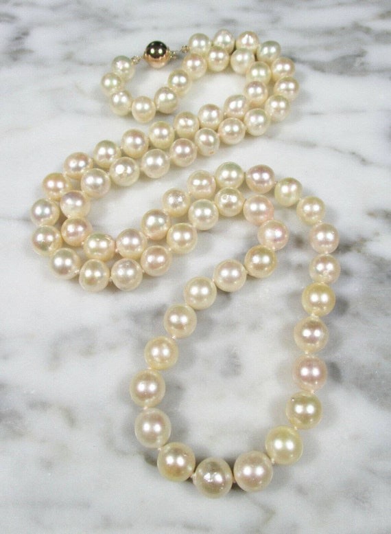 Large vintage 10mm Japanese cultured Akoya pearl nec… - Gem