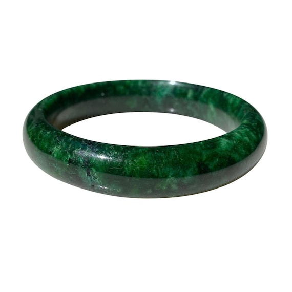 Vintage high quality AAA deep spinach green Maw Sit Sit Jade round bangle bracelet 349 carats Chinese interest estate fine jewelry View 3