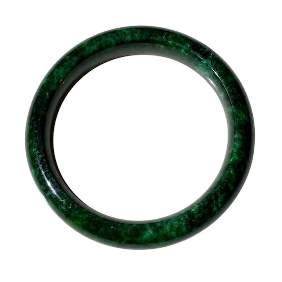 Vintage high quality AAA deep spinach green Maw Sit Sit Jade round bangle bracelet 349 carats Chinese interest estate fine jewelry View 6