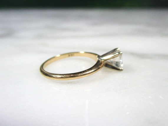 Vintage classic 14K yellow gold high set CZ solit… - image 5