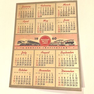 1960 Calendar - Etsy