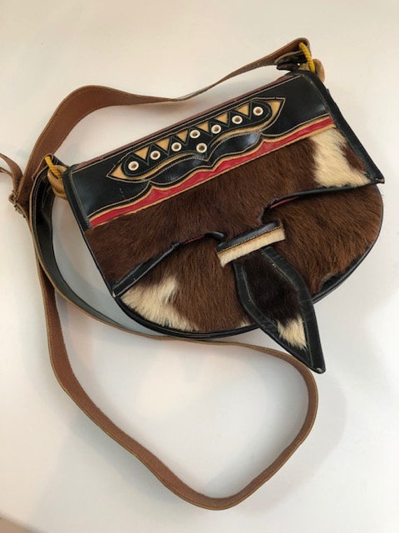 Vintage Cowhide Leather Cowboy/Indian Shoulder Pur