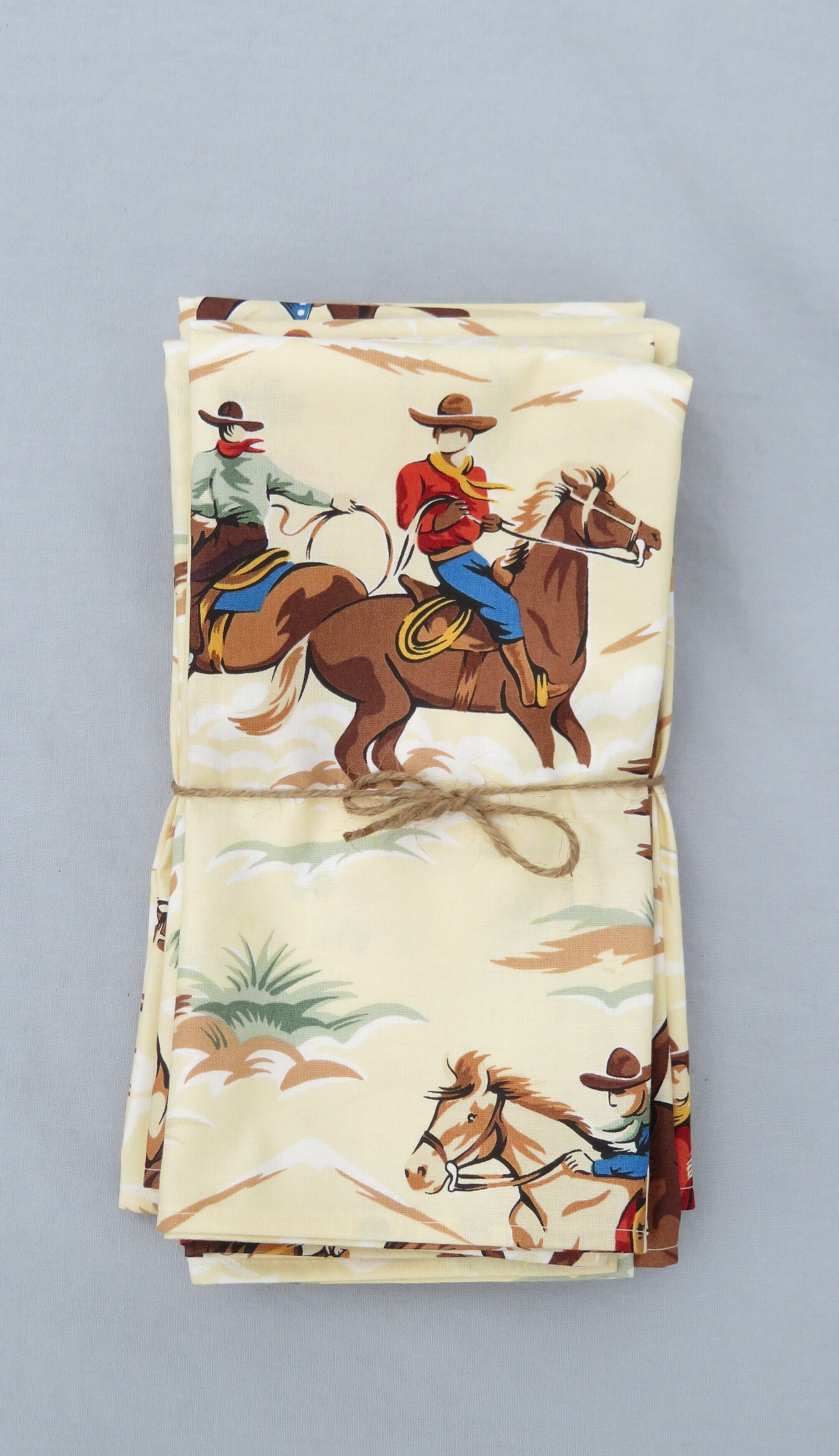 Way of the West Cowboy on Cream Napkins set of 6 100 % Cotton
