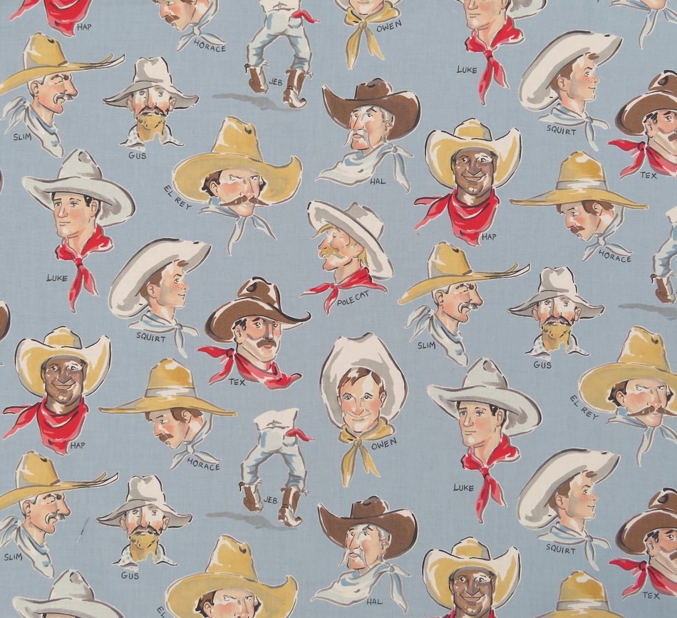 Set of 6 Slate Blue Buckaroos 100 Cotton Napkins Etsy