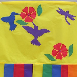 Hummingbid and Flowers  6 ft Windsock Ripstop Spinnaker Nylon