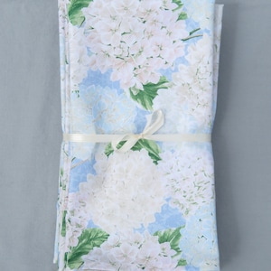 White Hydrangeas  on Sky Set of 6 100% Cotton Napkins