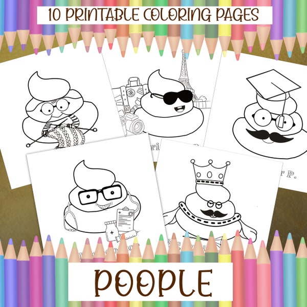 Poo-ple Printable Coloring Pages With 10 Funny Poop Characters to Color