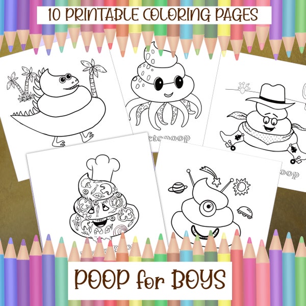 Poop for Boys Printable Coloring Pages With Funny Poop Characters to Color